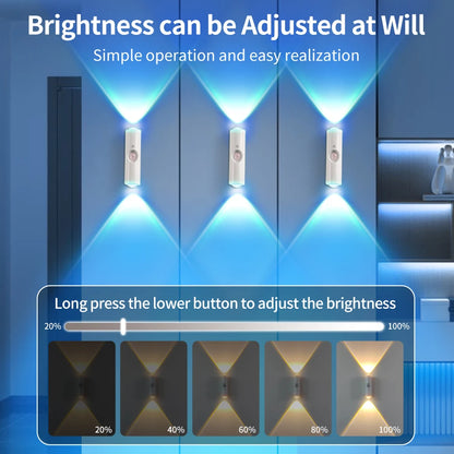 Dual-Head RGB Motion Sensor Wall Lamp: Rechargeable, Magnetic.