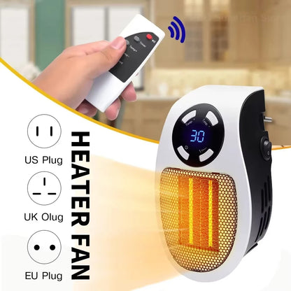 500W Mini Portable Electric Heater Plug-in · Remote · Room Warmer