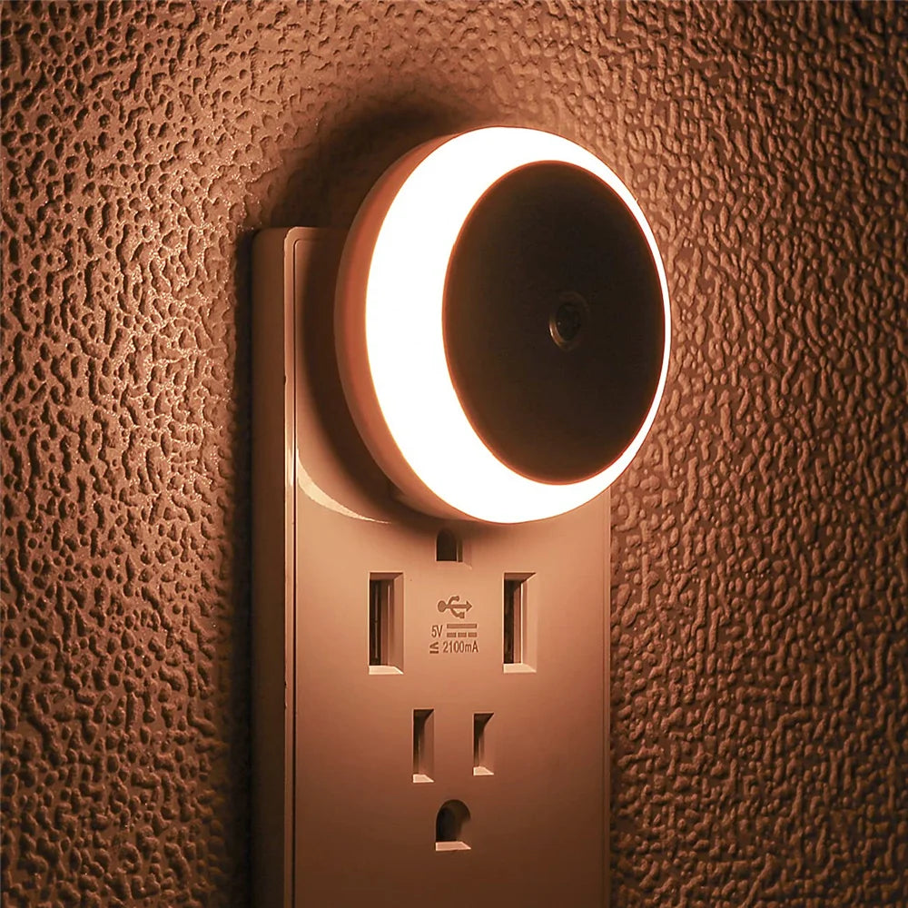 Plug-in LED Night Light: Dusk-to-Dawn Auto Sensor, Dimming.