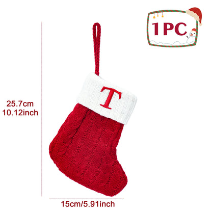 Christmas Socks Knitting Snowflake Letter