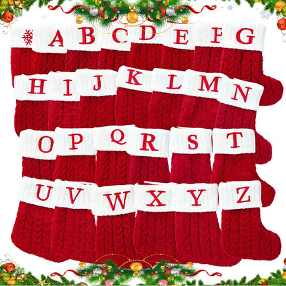 Christmas Socks Knitting Snowflake Letter