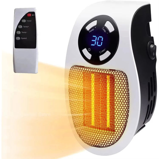 500W Mini Portable Electric Heater Plug-in · Remote · Room Warmer