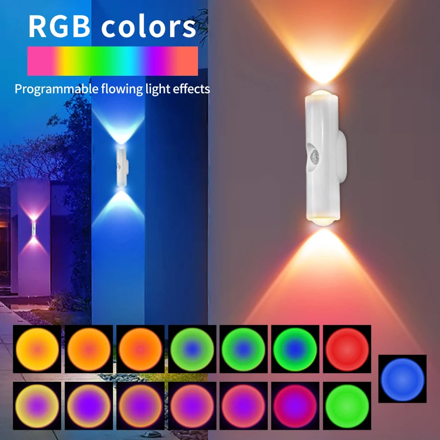 Dual-Head RGB Motion Sensor Wall Lamp: Rechargeable, Magnetic.