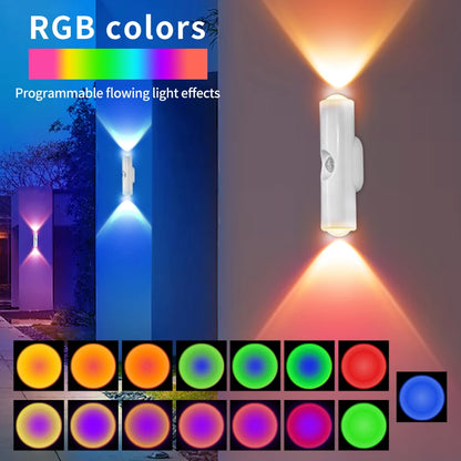 Dual-Head RGB Motion Sensor Wall Lamp: Rechargeable, Magnetic.