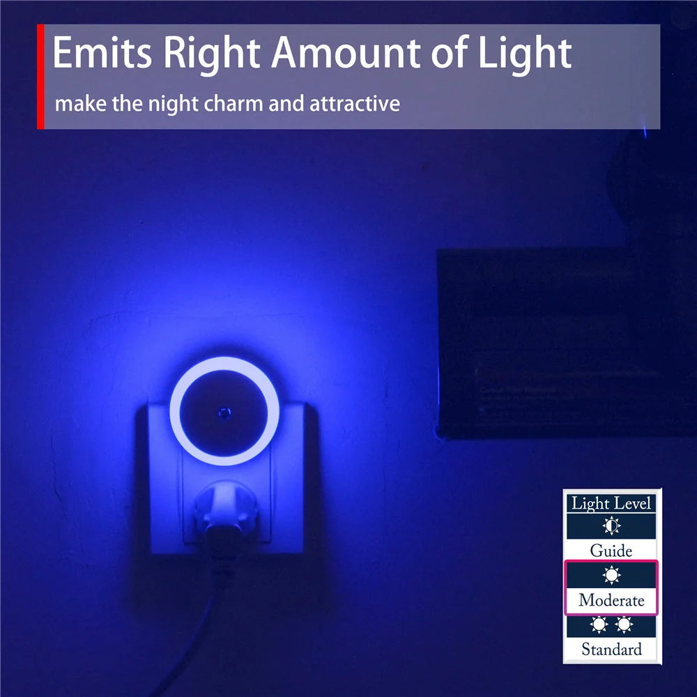 Plug-in LED Night Light: Dusk-to-Dawn Auto Sensor, Dimming.