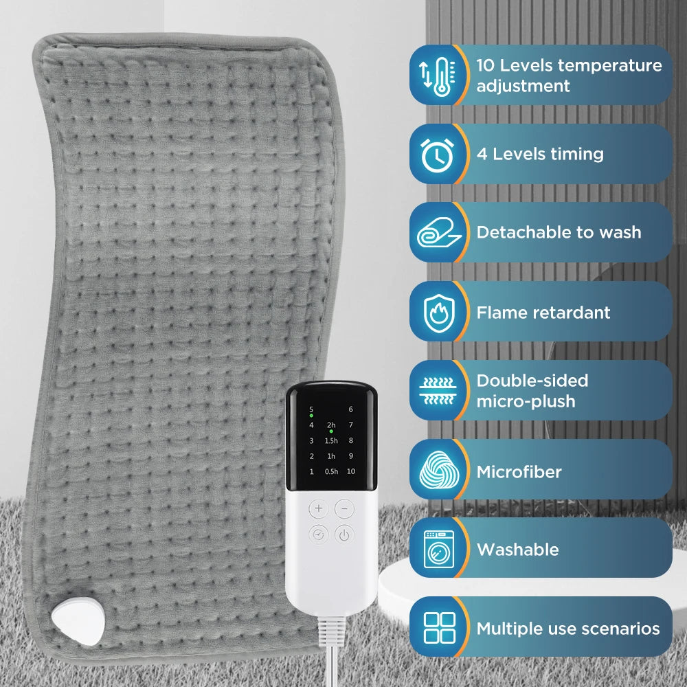 Electric heating pad (30x60cm) with 9-level fast heat.