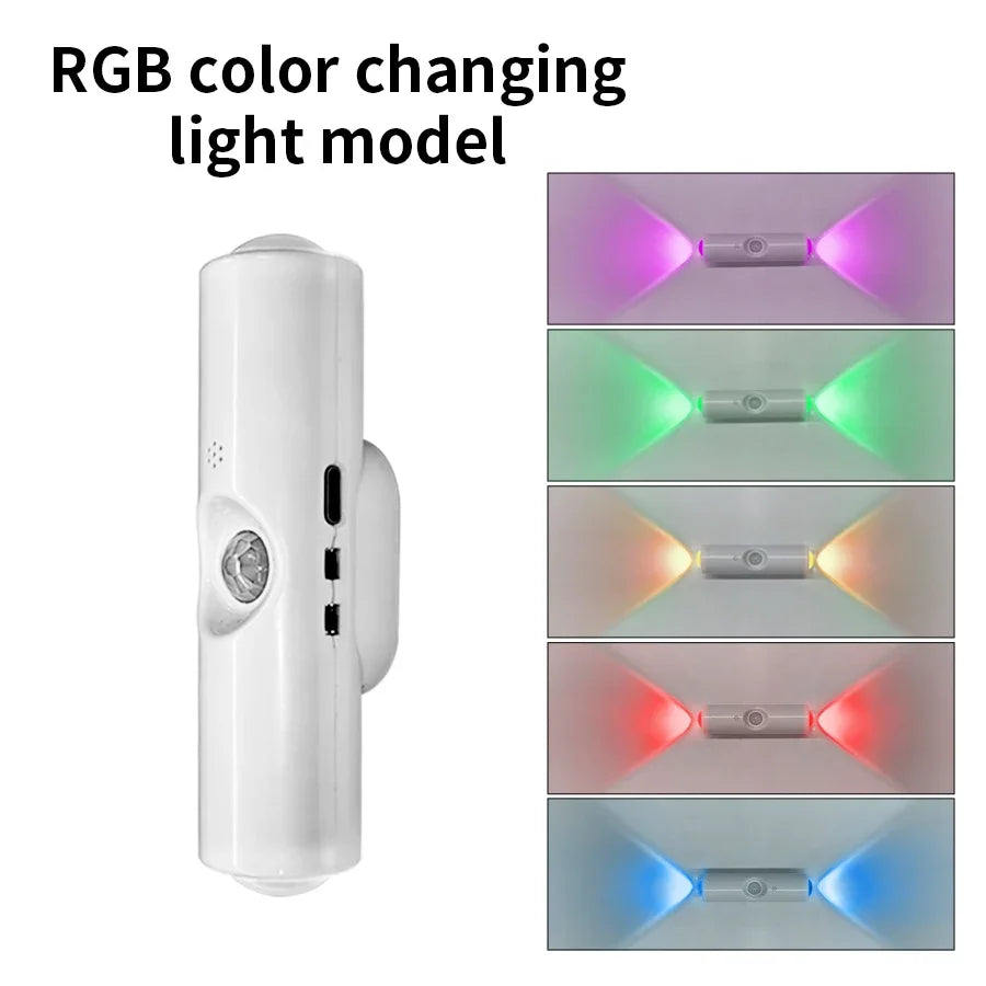 Dual-Head RGB Motion Sensor Wall Lamp: Rechargeable, Magnetic.