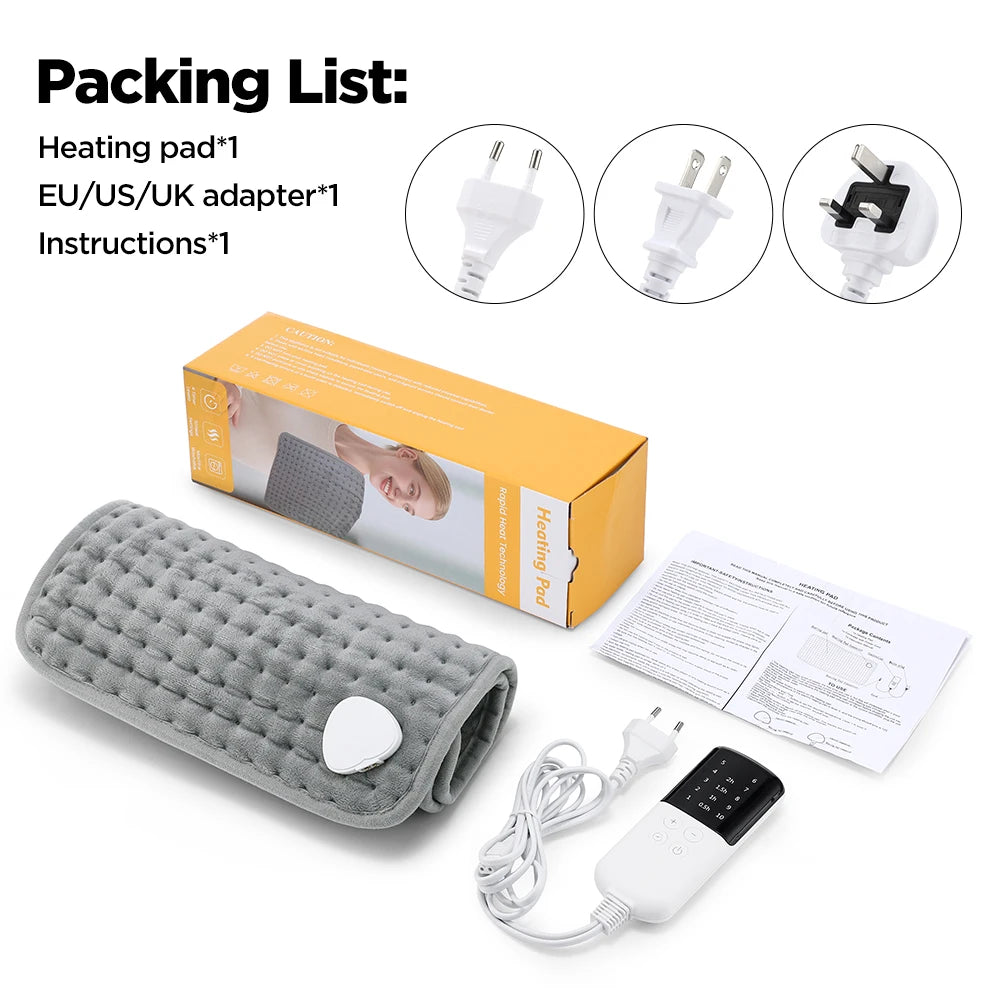 Electric heating pad (30x60cm) with 9-level fast heat.