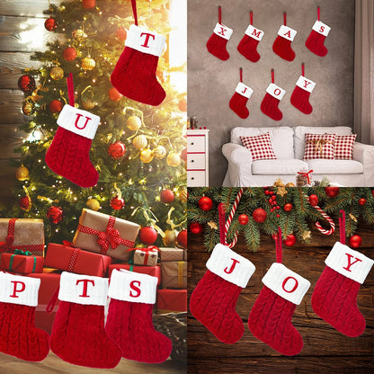 Christmas Socks Knitting Snowflake Letter