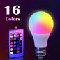 E27 RGB LED Bulb: 16 Colors, Dimmable, 220V, 24-Key Remote.